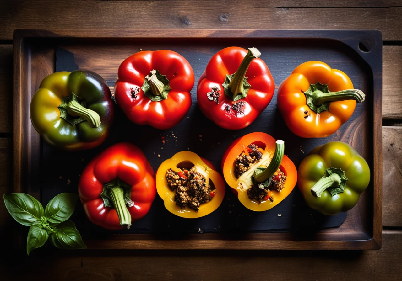 Bell Peppers with Eggplant Filling