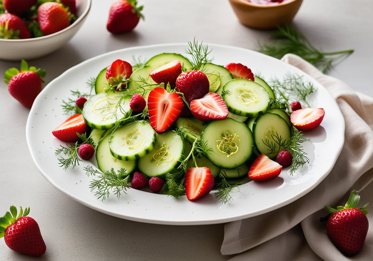 Cucumber Frisée Salad with Strawberries