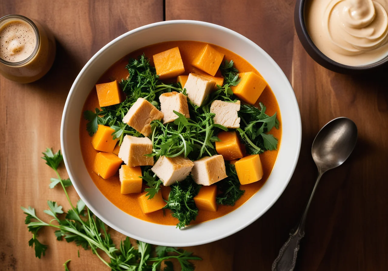 Stew with Carrots, Arugula, and Chicken Kassler