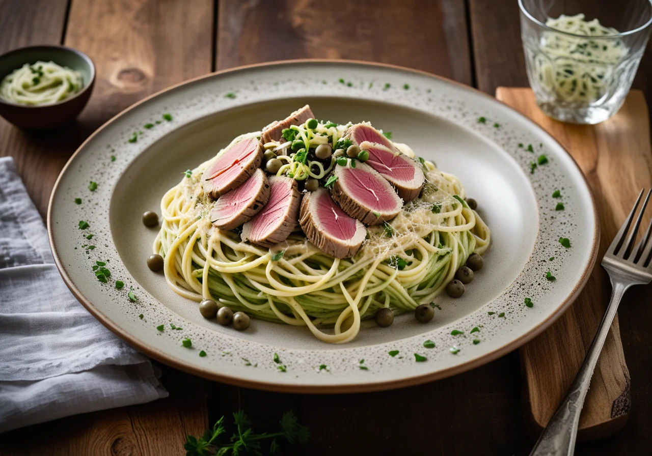 Leek Spaghetti with Tuna Sauce