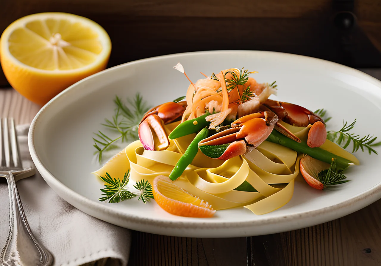 Tagliatelle with Leipziger Allerlei and River Crabs