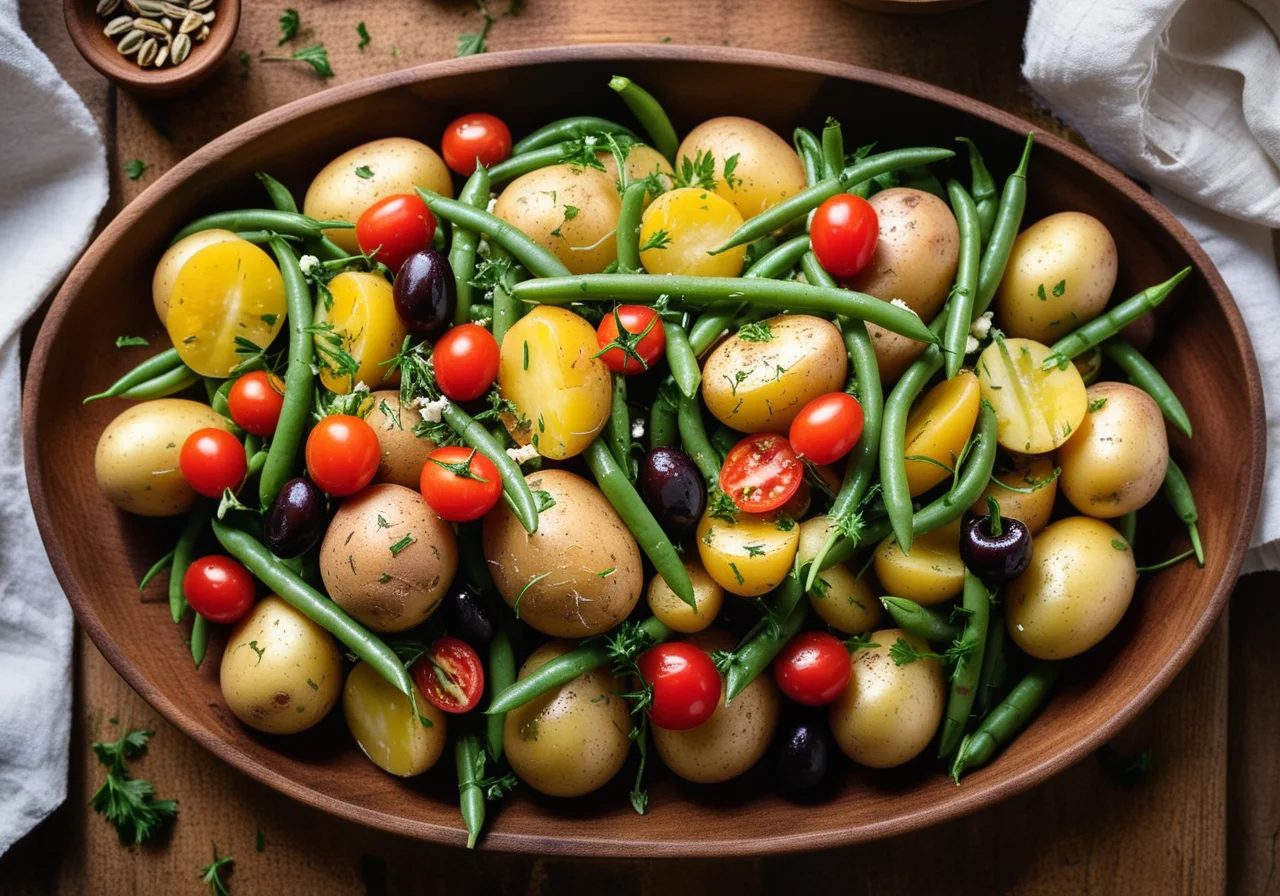 Mediterranean Potato Salad with Green Beans and Goat Cheese