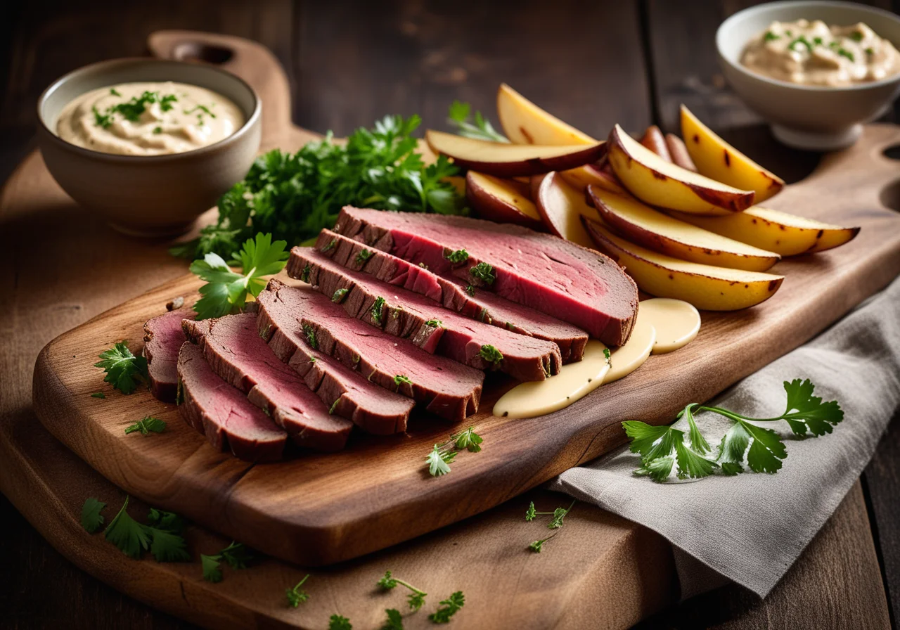 Roastbeef with Potatoes and Remoulade Sauce