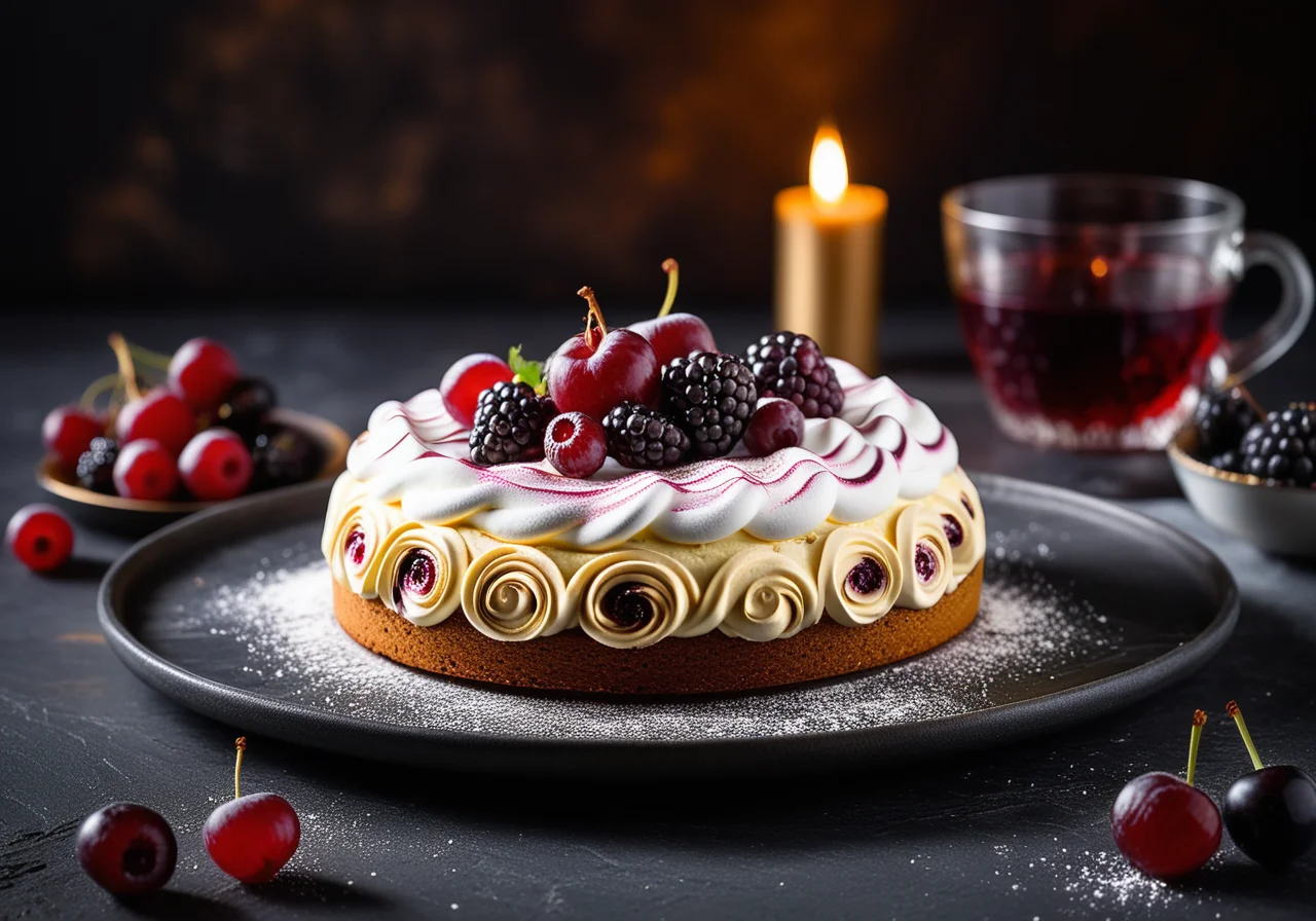 Blackcurrant Cake with Meringue