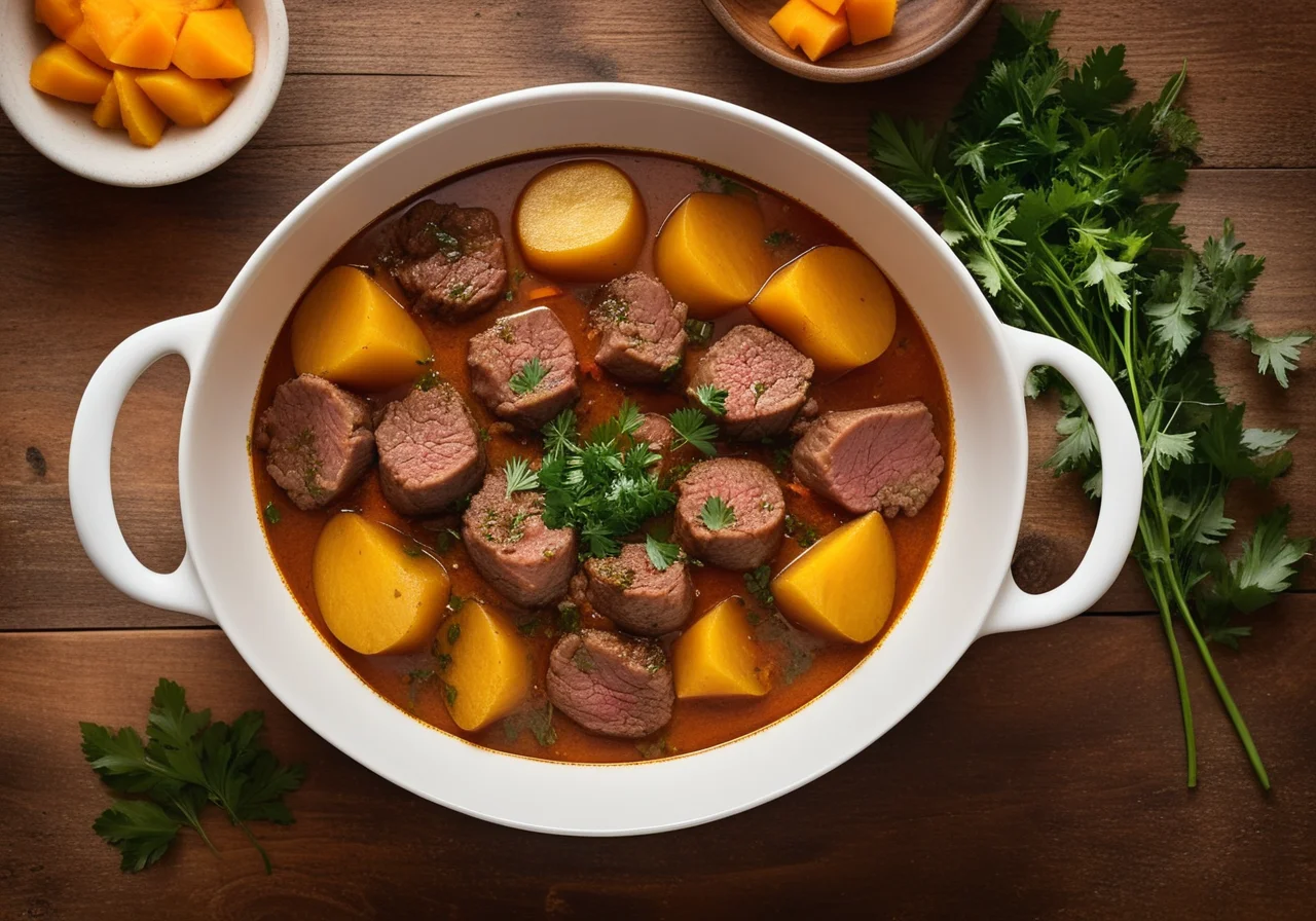 Pumpkin Ground Meat Stew with Potatoes