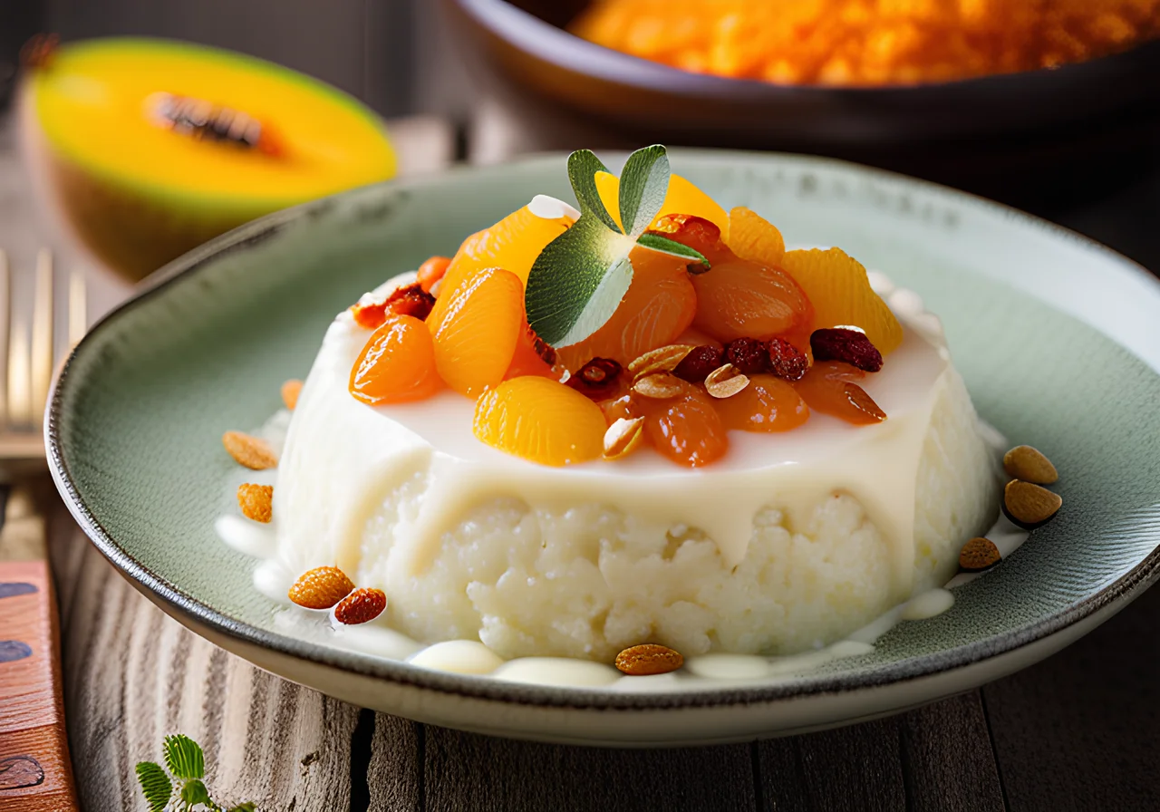 Rice Pudding with Kiwi Sauce