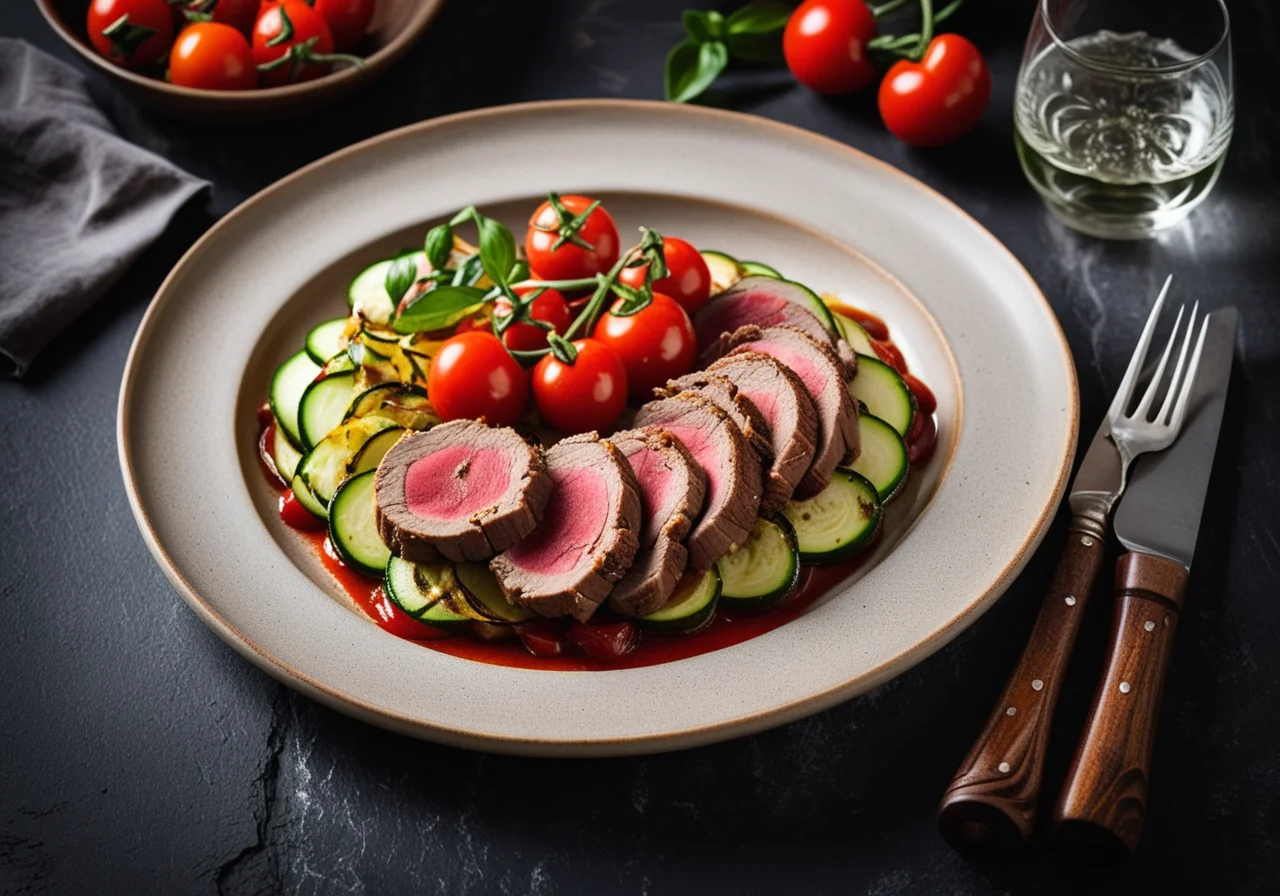 Pesto Lamb Leg with Colorful Vegetables