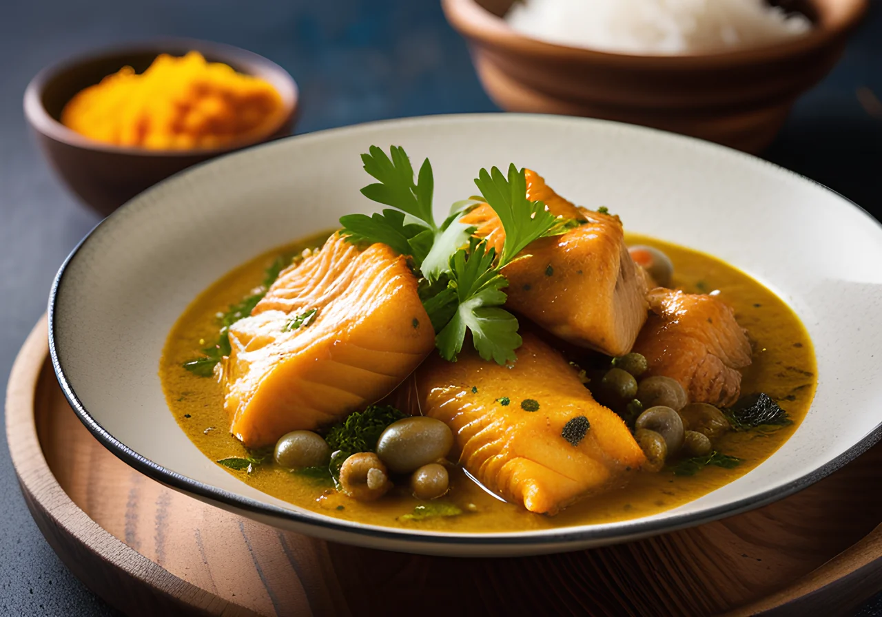 Fish Curry with Peppers and Onions