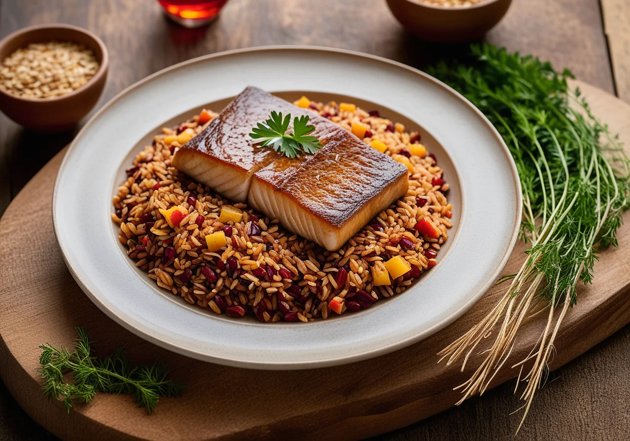 Red Barbel Fillets with Wild Rice