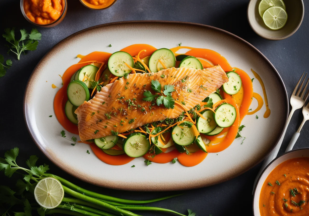 Plaice with Paprika Marinade and Carrot-Zucchini Salad