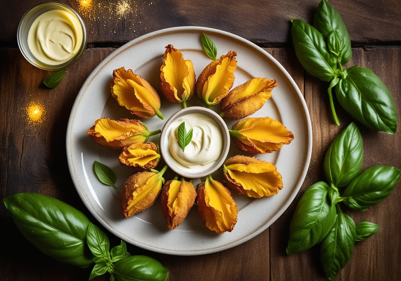 Zucchini blossoms with filling