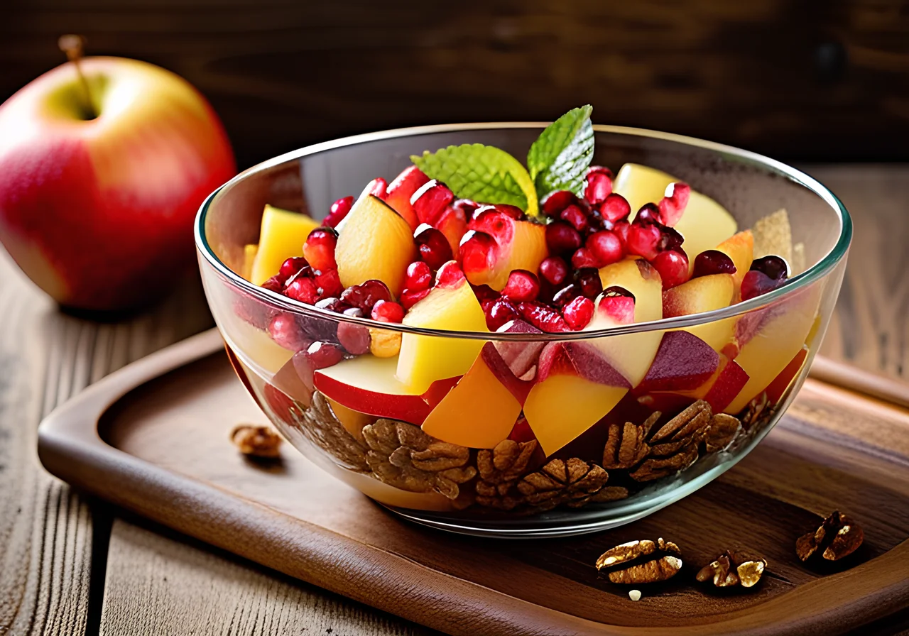 Fruit Salad with Apple, Pomegranate and Walnuts