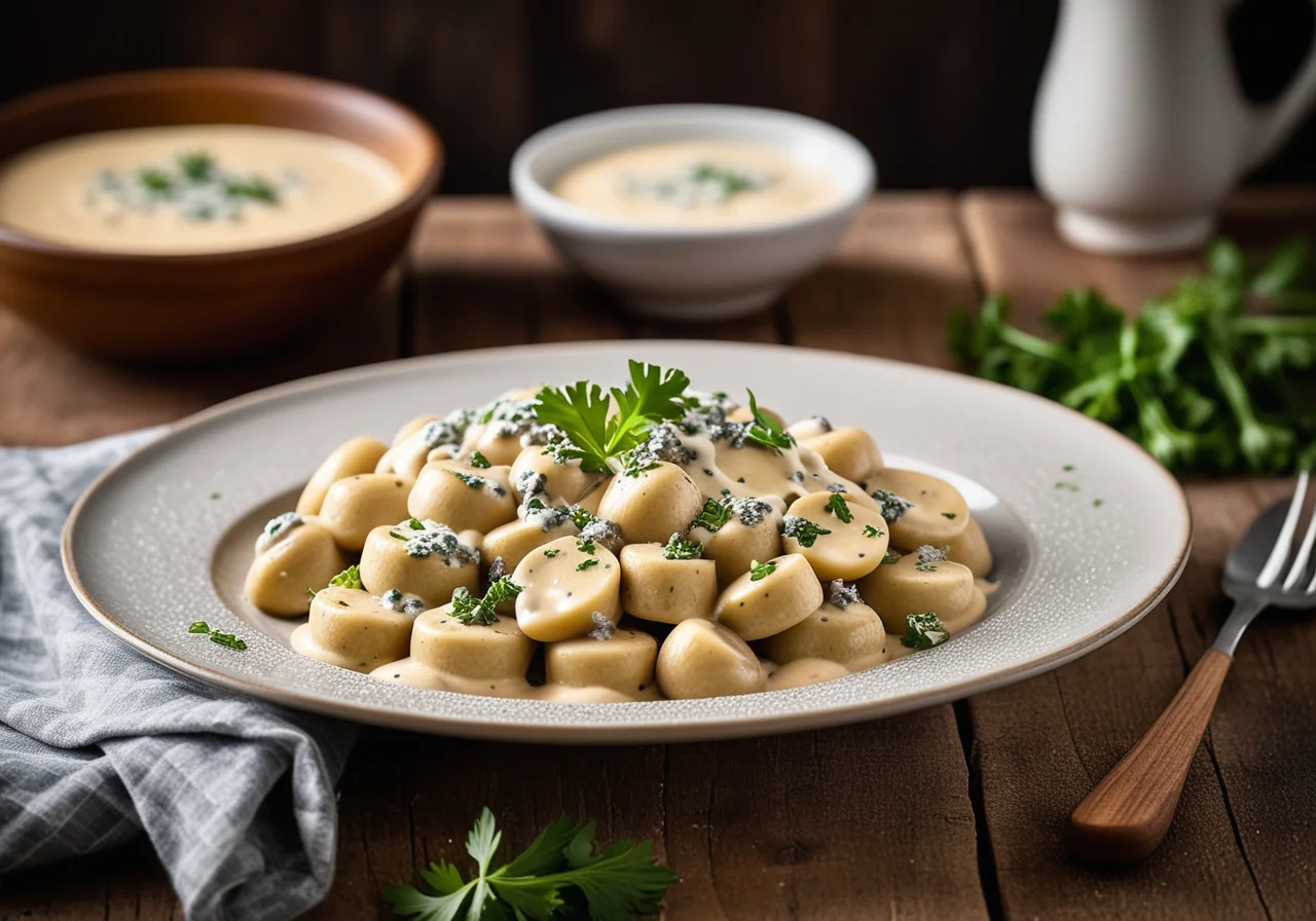 Gnocchi with Mushroom Cheese Sauce