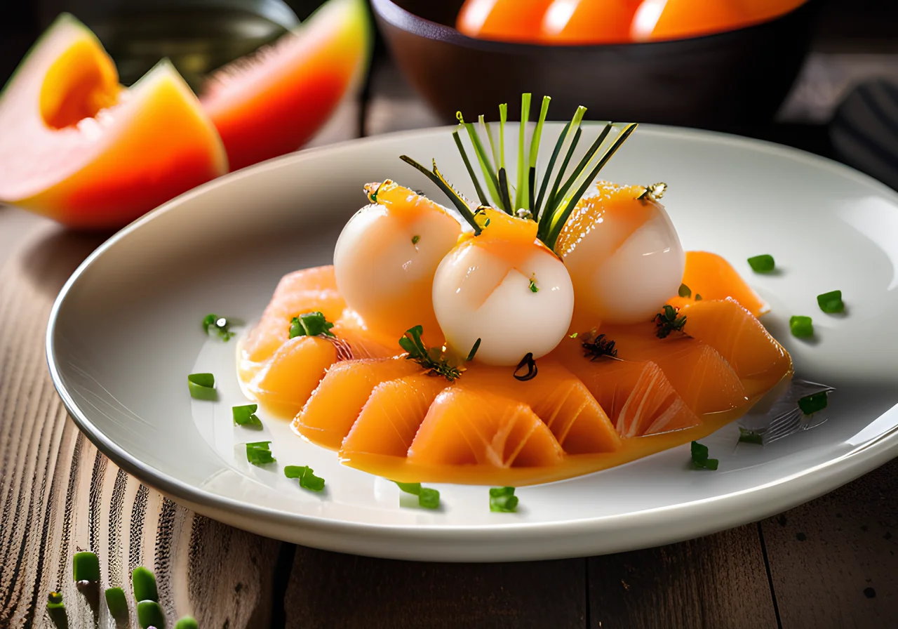 Melon‑Tomato Cold Bowl with Mozzarella Balls