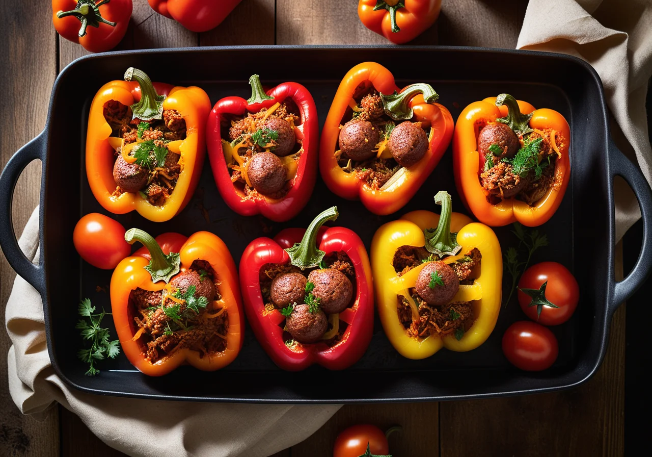 Paprika with Sausage-Cabbage Filling