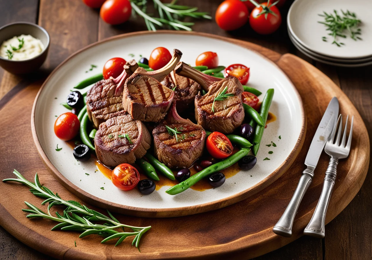 Lamb Chops with Mediterranean Bean Medley