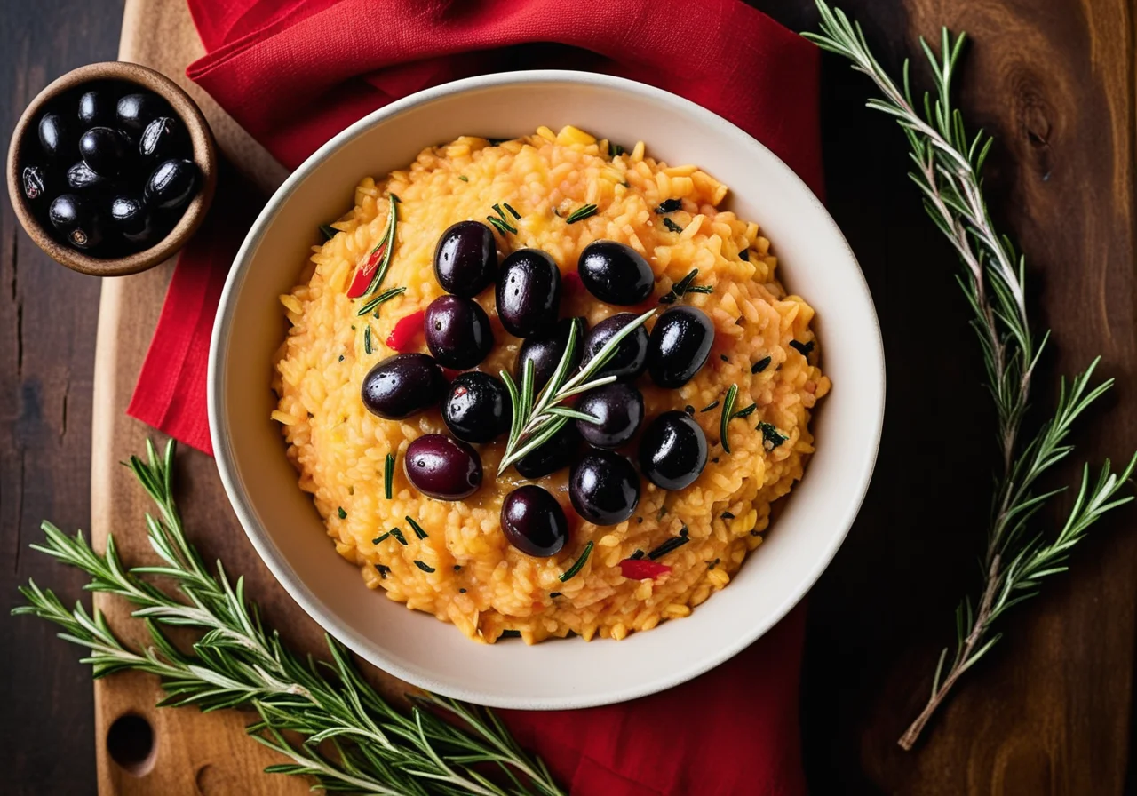 Paprika-Oliven Risotto