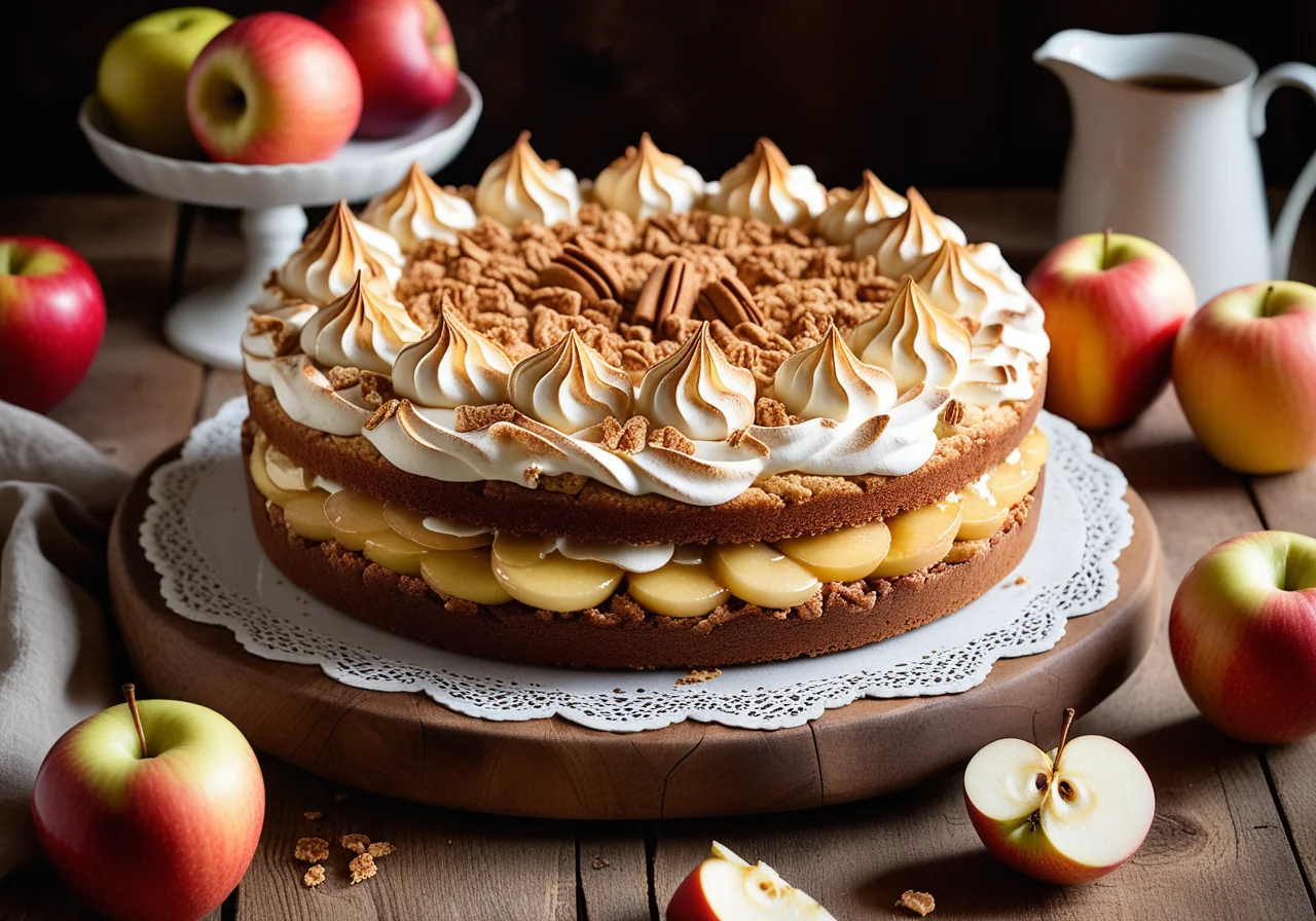 Apple Meringue Cake with Streusel