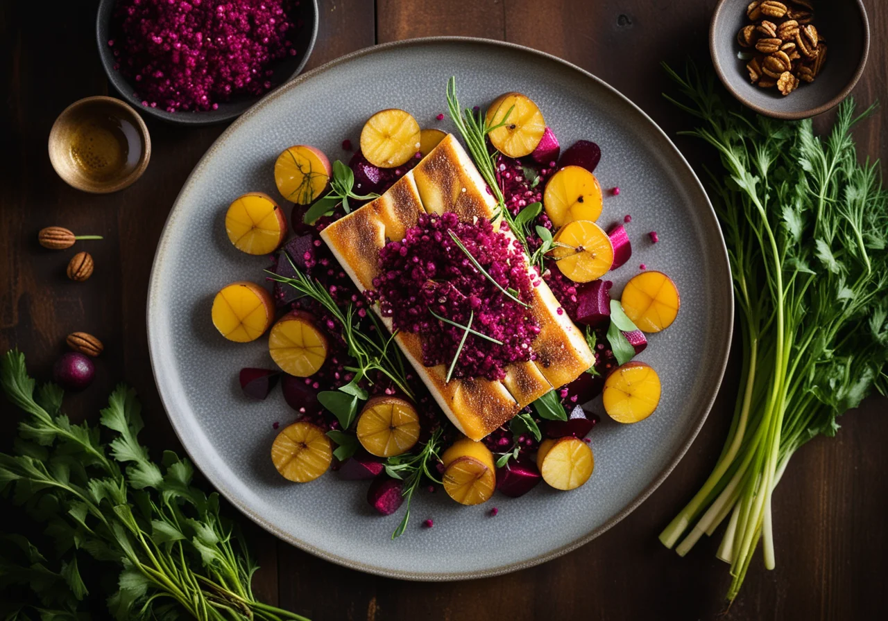 Pike Perch on Potatoes and Red Beet