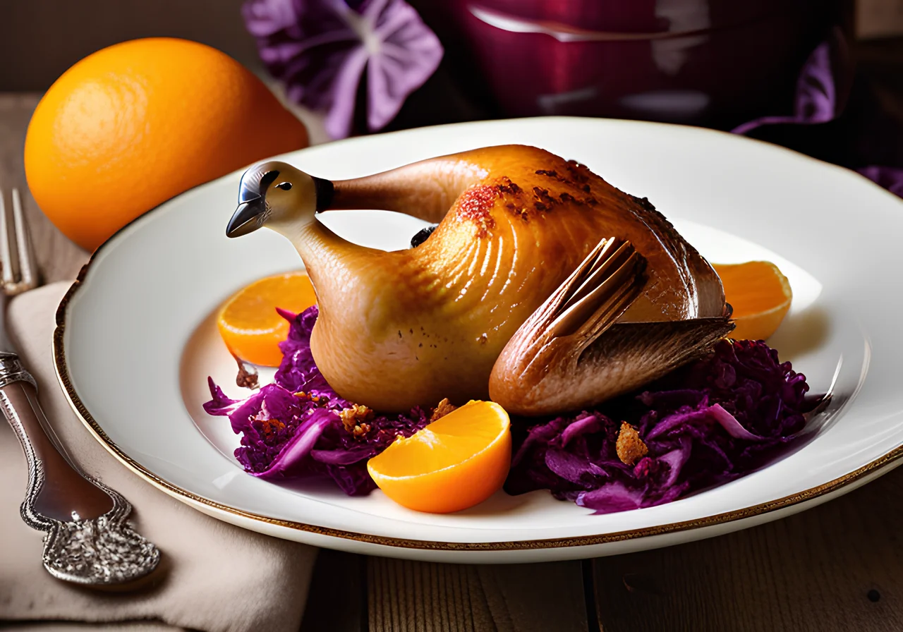 Roast Goose with Red Cabbage and Dumplings