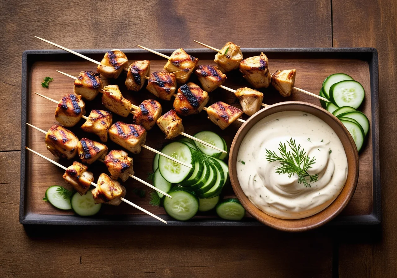 Chicken Skewers with Dip
