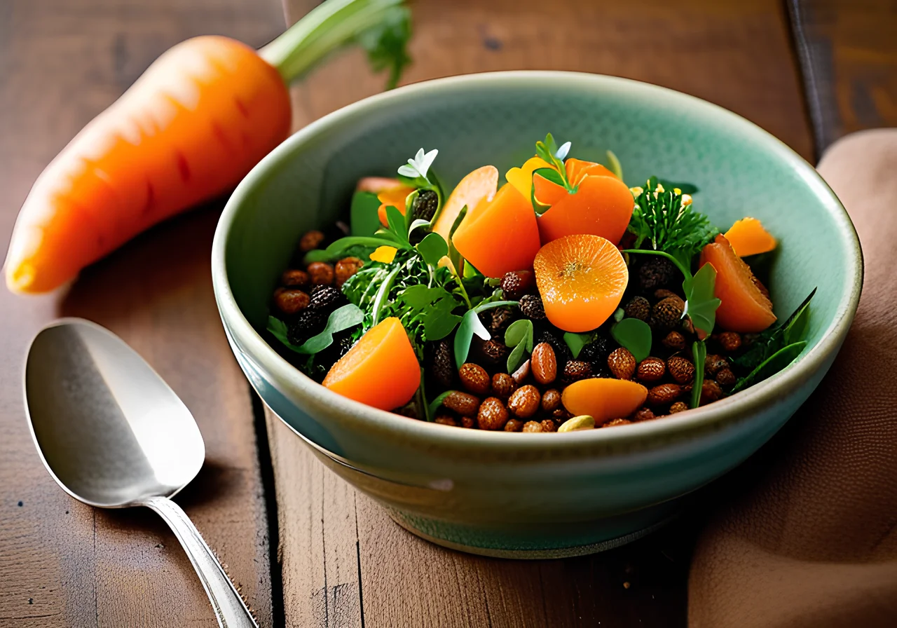 Carrot Lentil Salad with Physalis