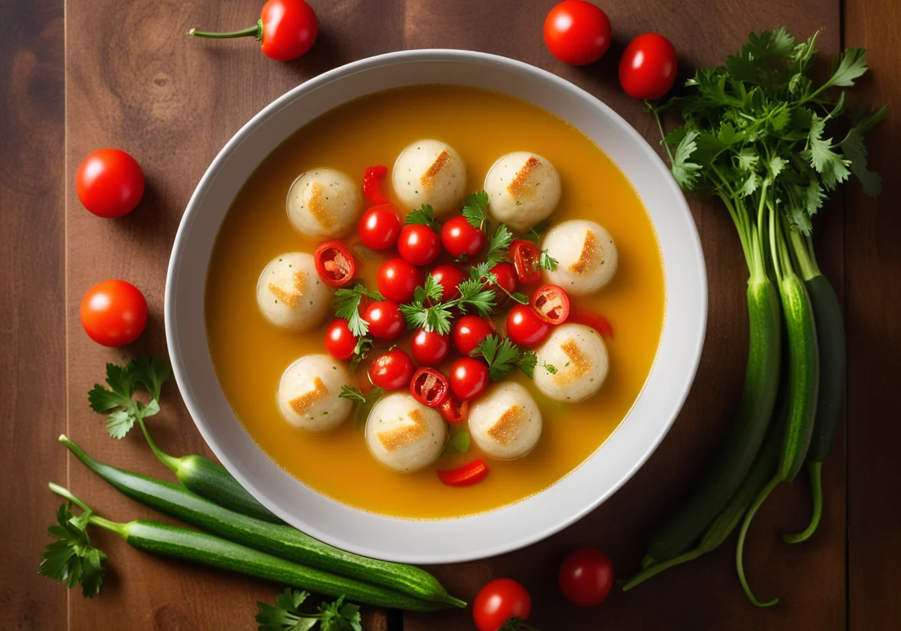 Vegetable Soup with Fish Dumplings