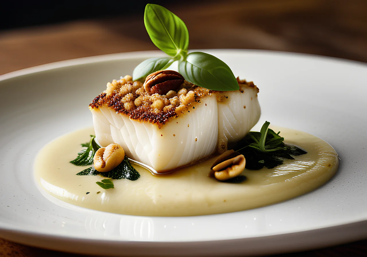 Cod with Nut Crust on Parsnip Purée