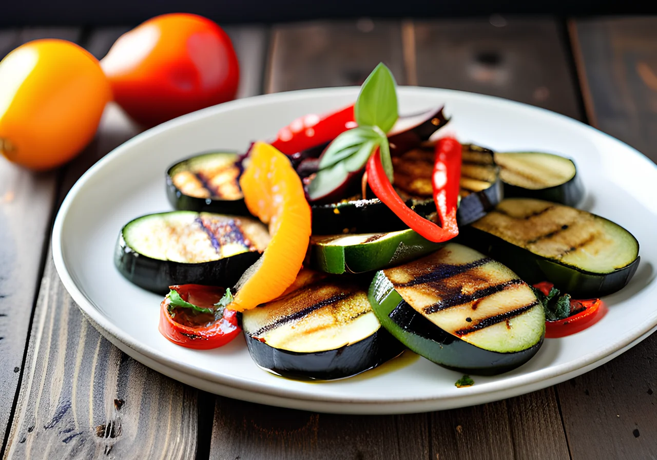 Grilled Zucchini and Eggplant with Paprika Salad