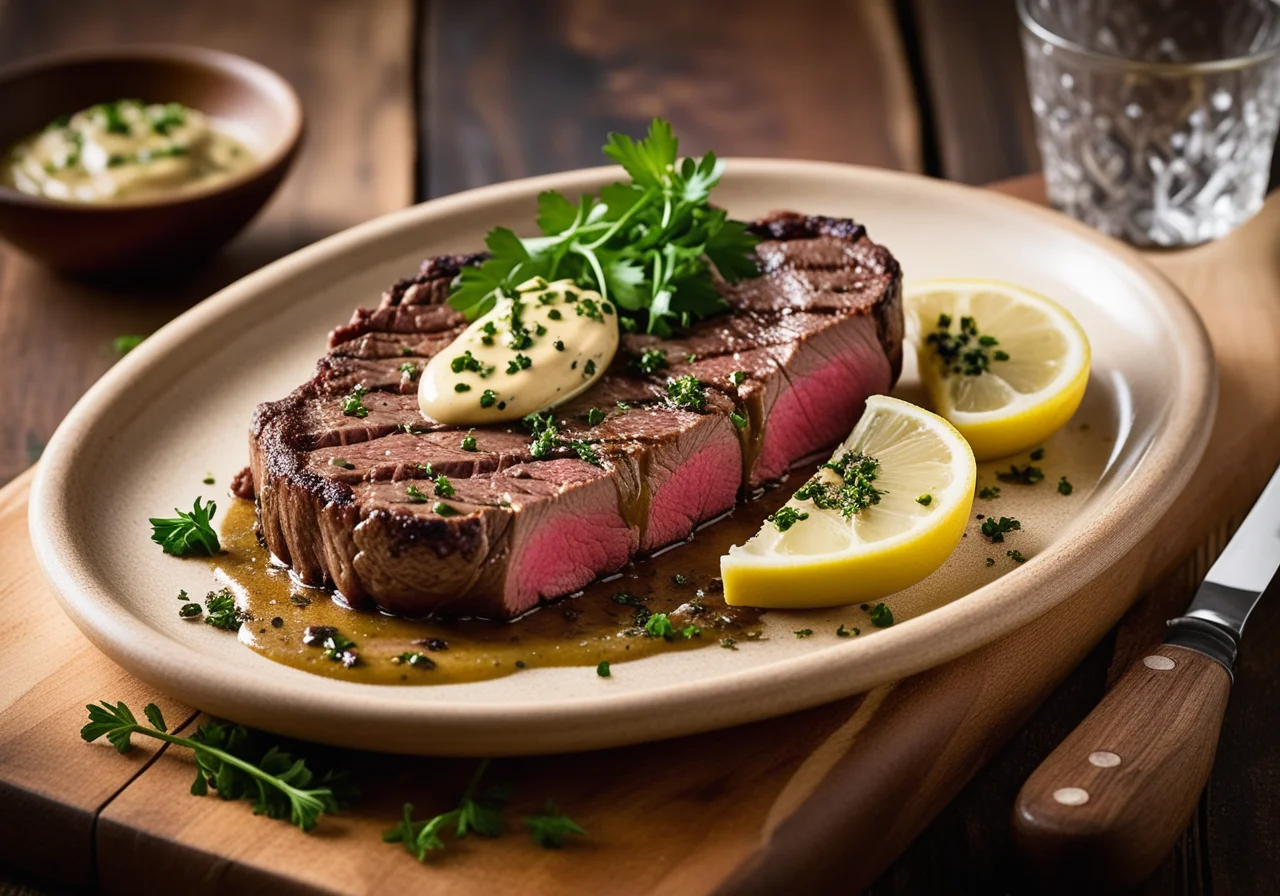 Entrecote with Olives and Anchovy Butter