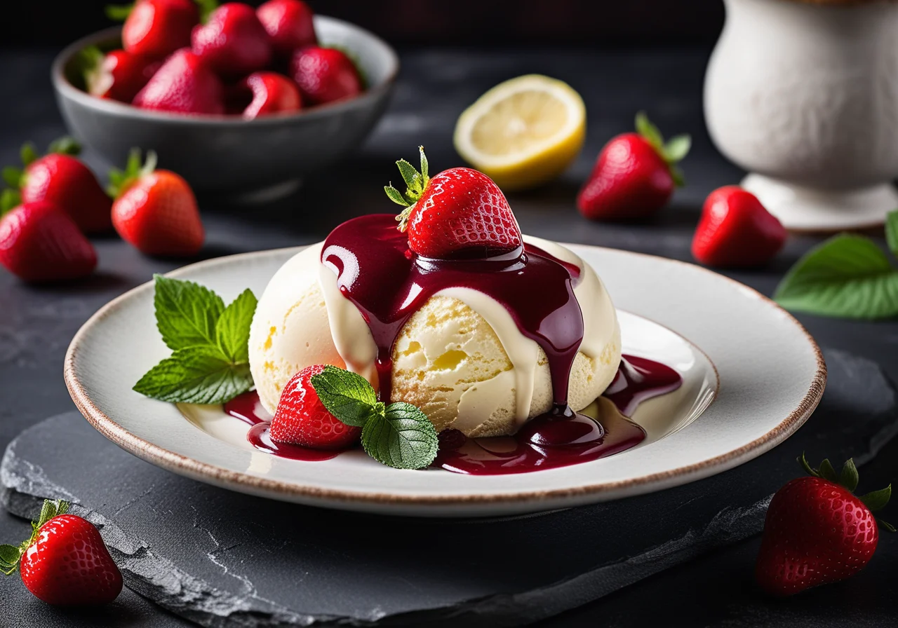 Vanilla Ice Cream with Berry Sauce