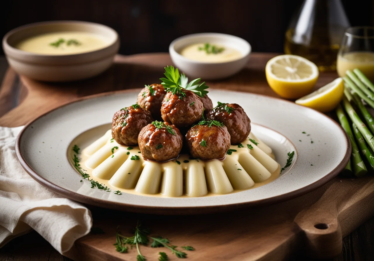 Veal Meatballs with White Asparagus