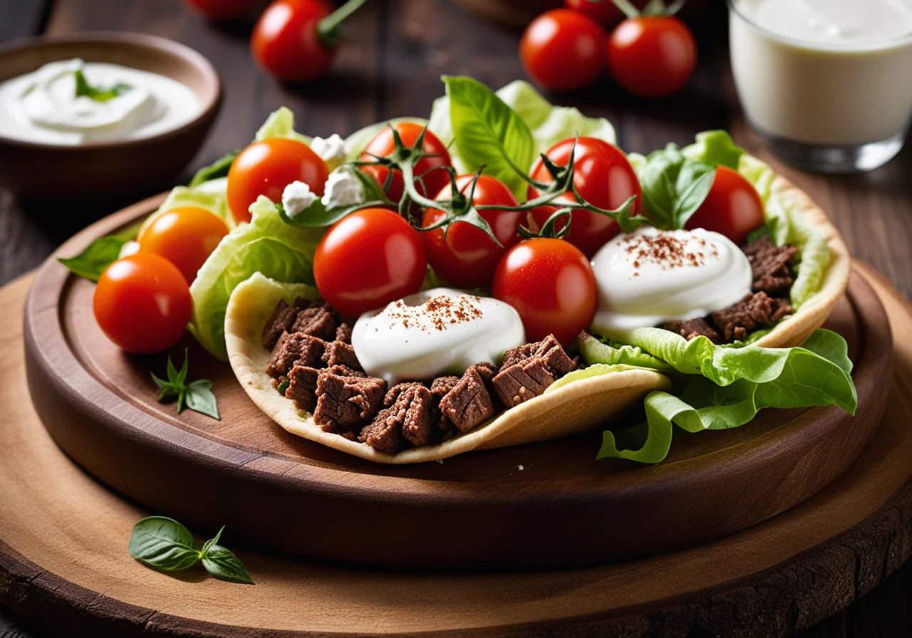 Stuffed Pita Bread with Ground Beef and Feta
