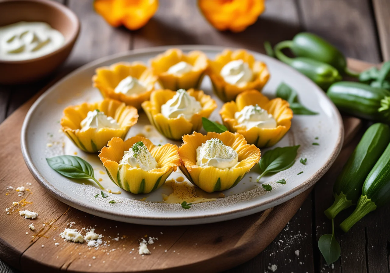 Zucchini flowers with ricotta filling