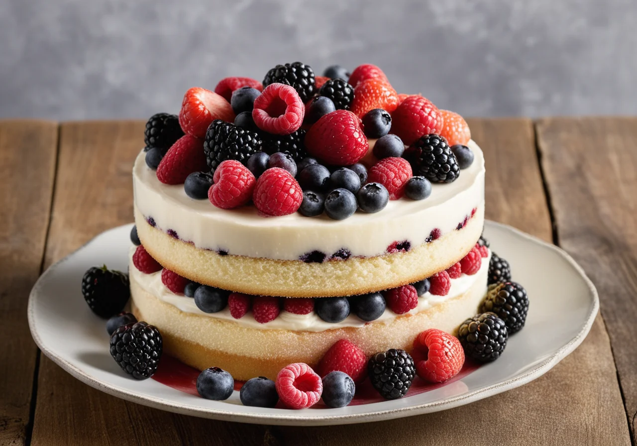 Cream Cake with Berries (vegetarian)