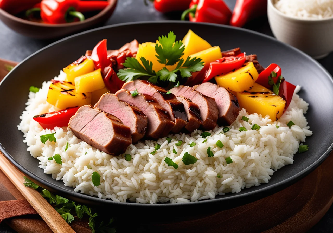 Pork Tenderloin Sweet and Sour with Rice
