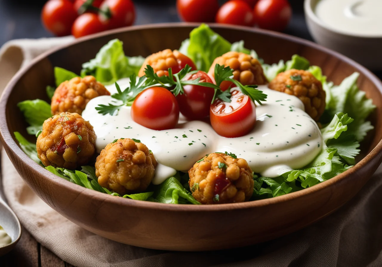 Chickpea Balls with Yogurt Sauce
