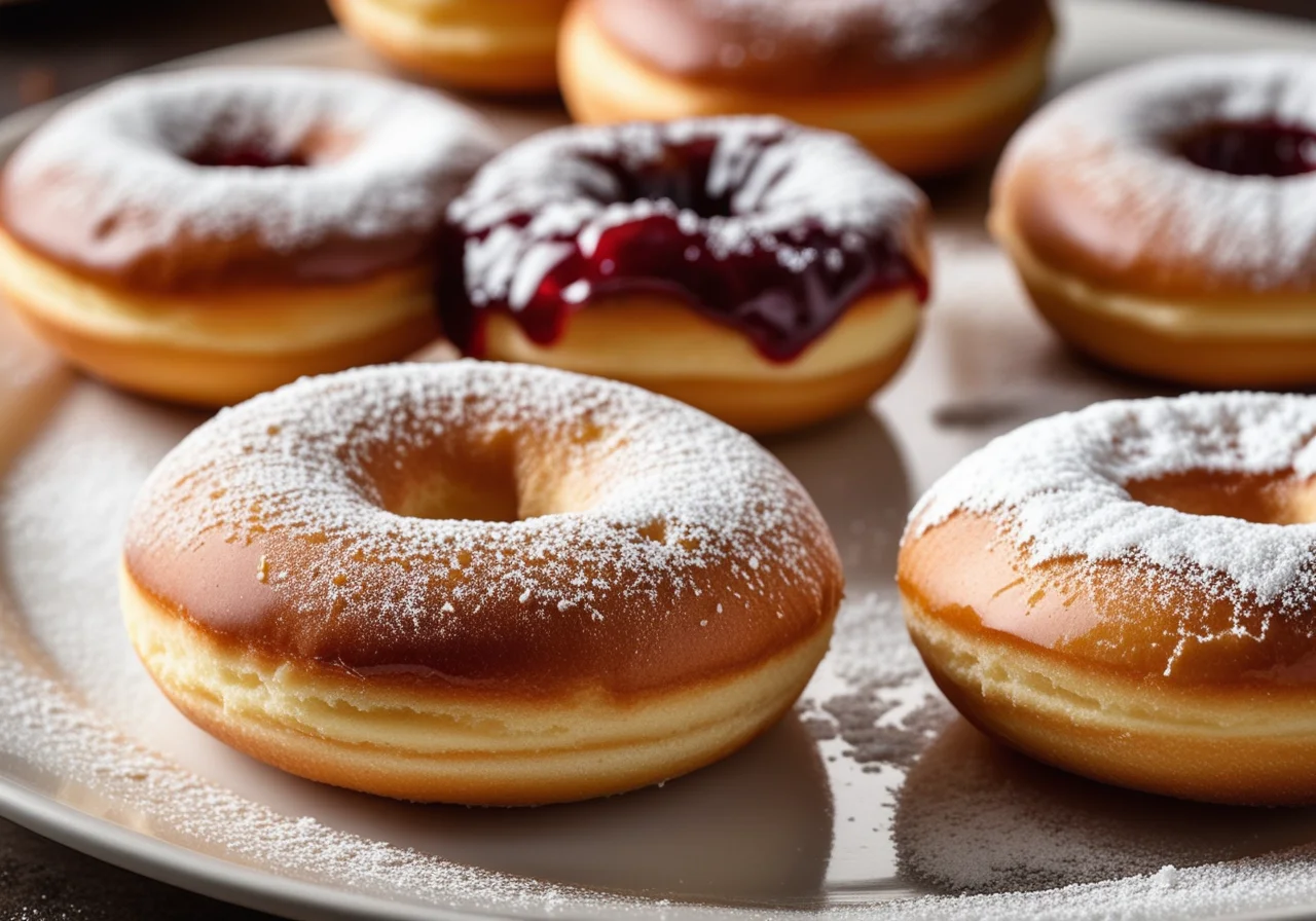 Powdered Sugar Dusted Doughnuts