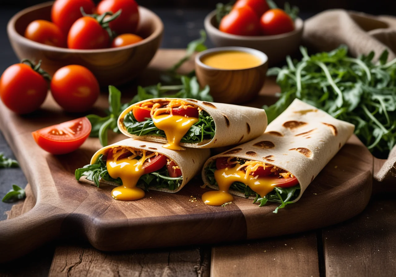 Cheddar Wraps with Tomato Spread