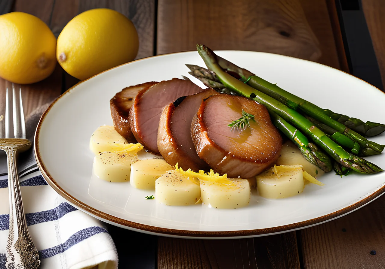 Pork Medallions with Gratinated Asparagus and Potatoes