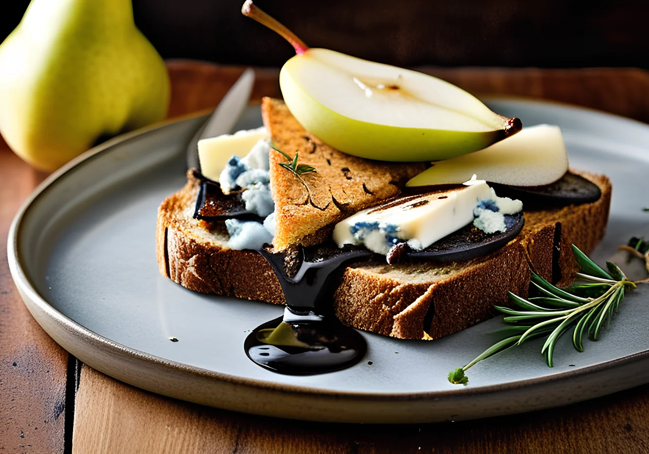 Rye Bread with Pear and Cheese