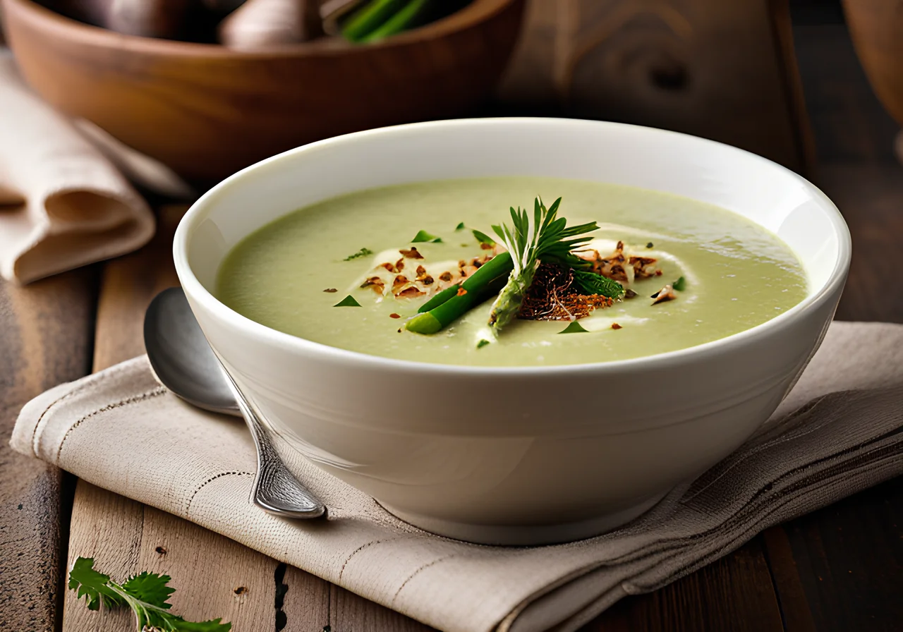 Asparagus Soup with Ginger and Chicken