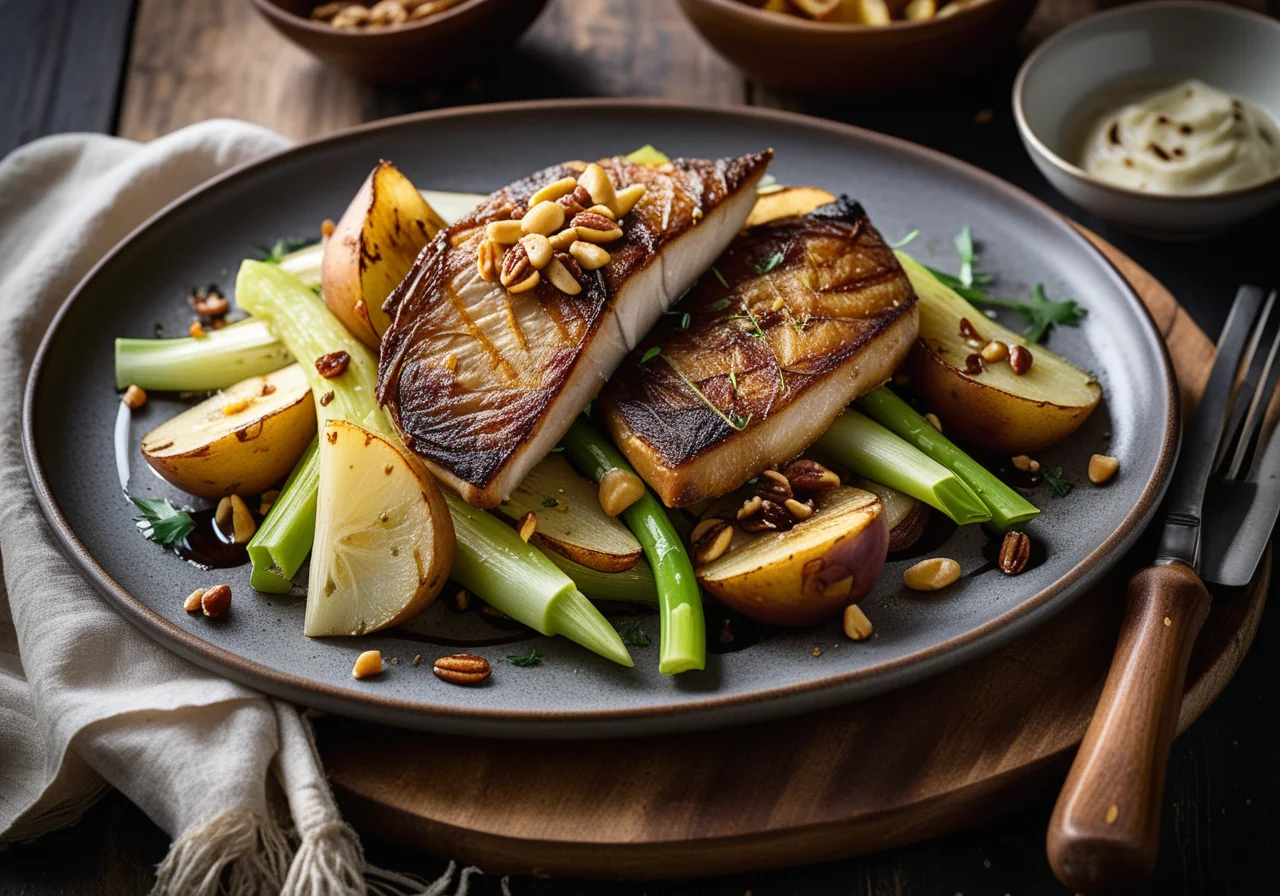Pan‑fried Sea Bream Fillets with Potatoes and Leek