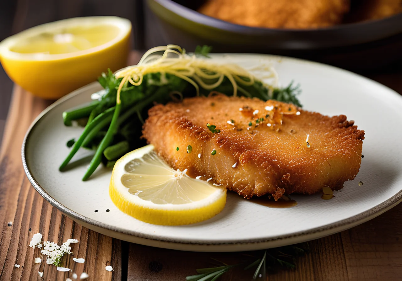 Piquant Schnitzel Coated in Crispy Bread Crumbs