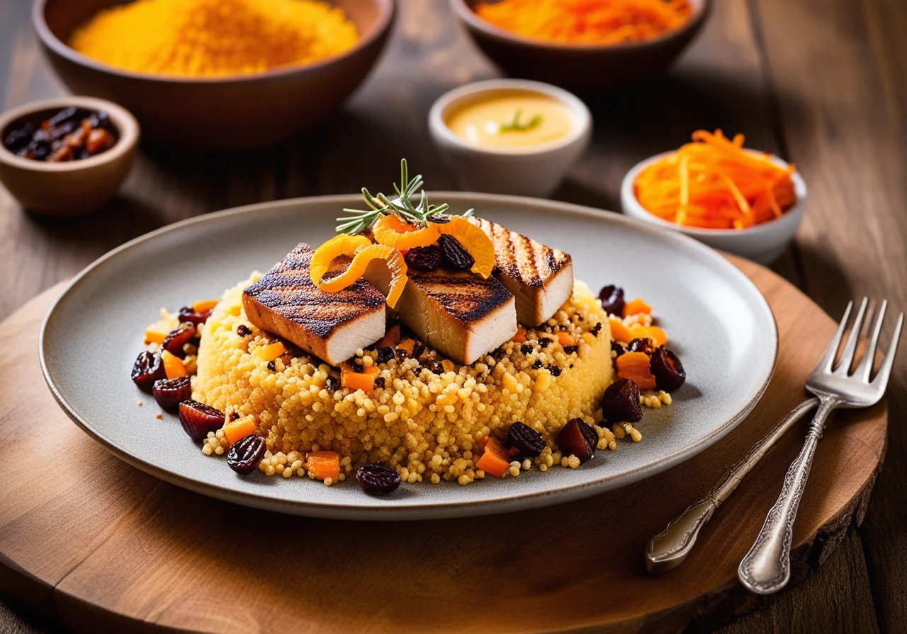 Saffron Couscous with Fish and Carrots