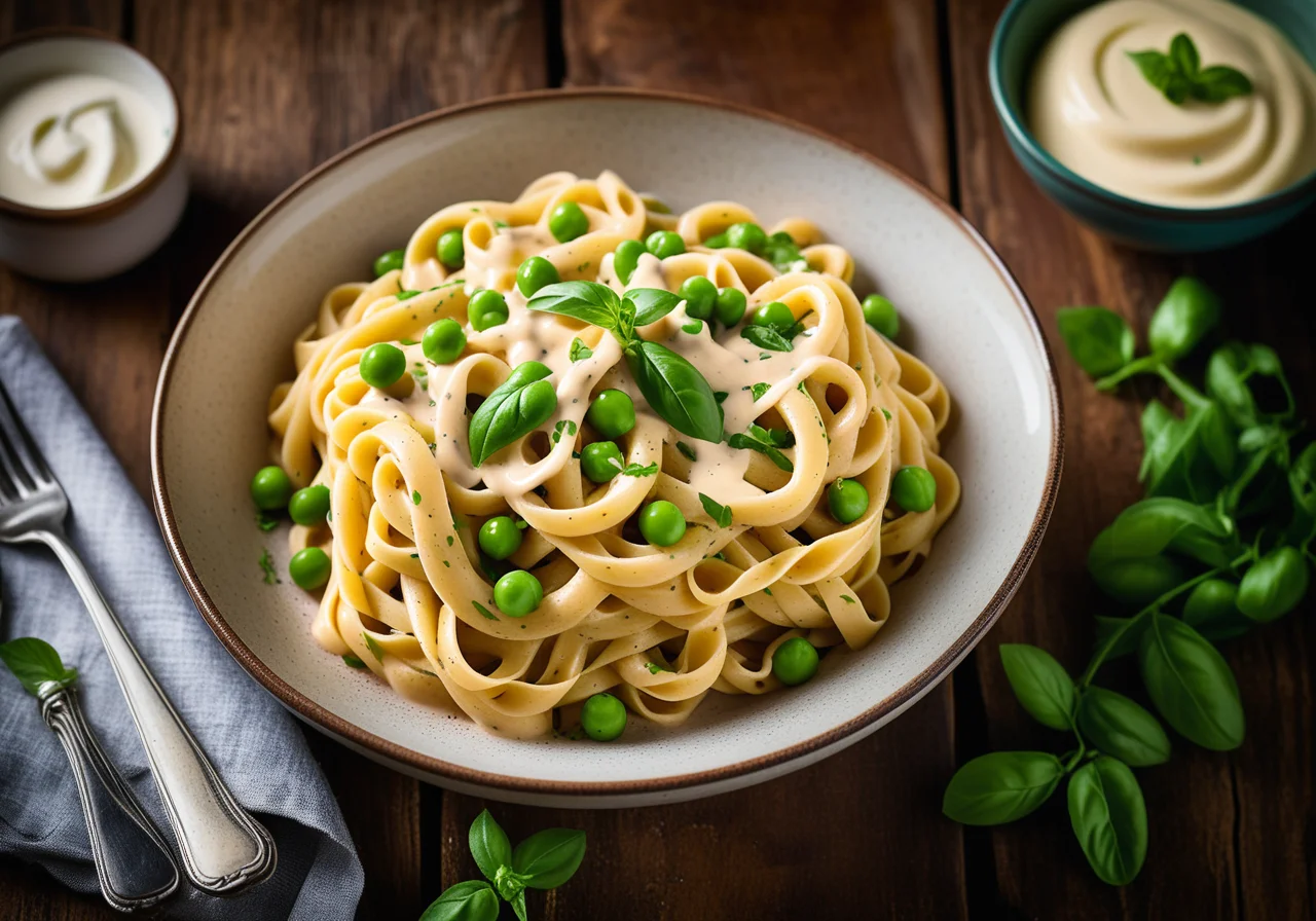 Pasta with Creamy Pea-Ham Sauce