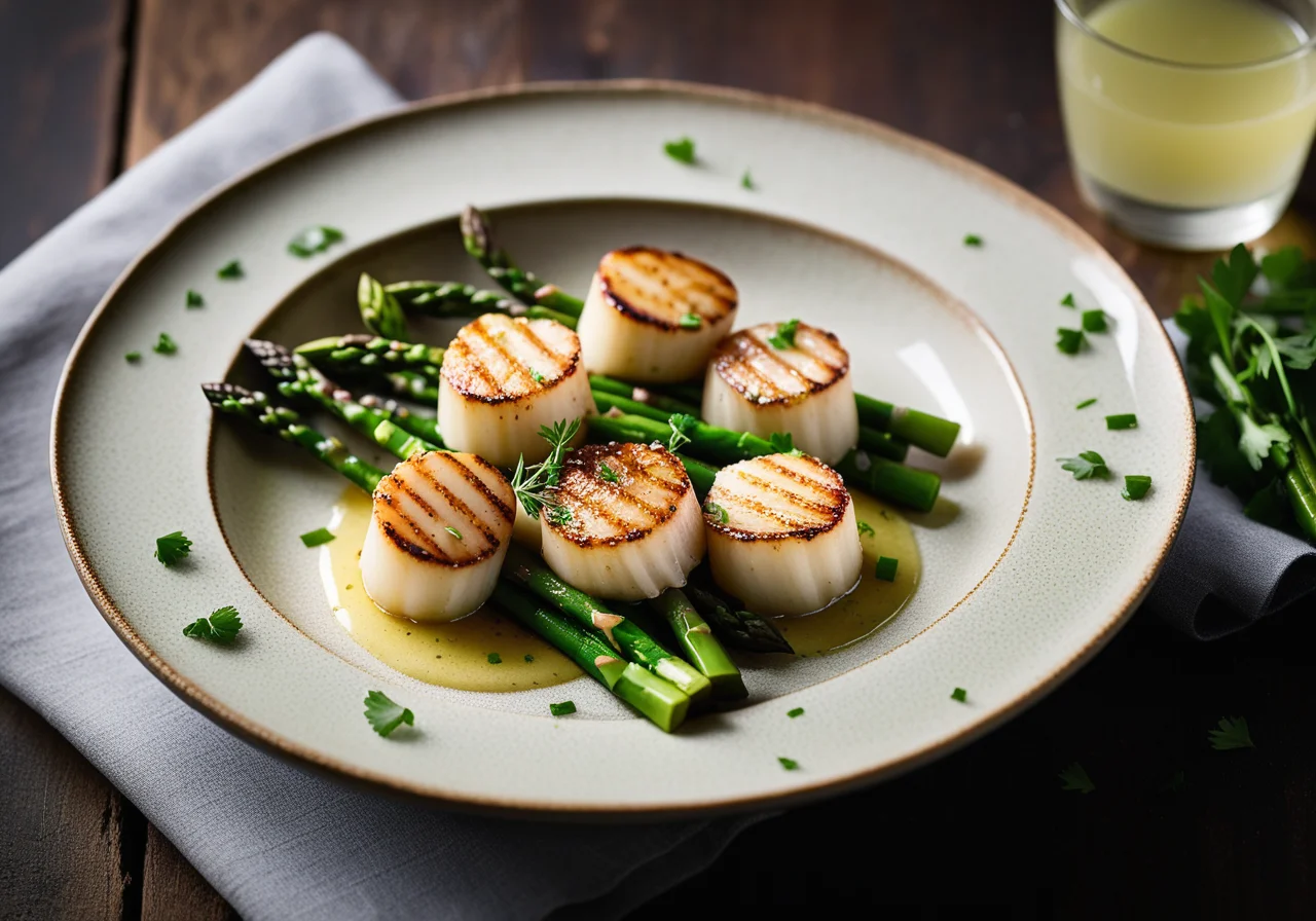 Salad with Scallops and Green Asparagus