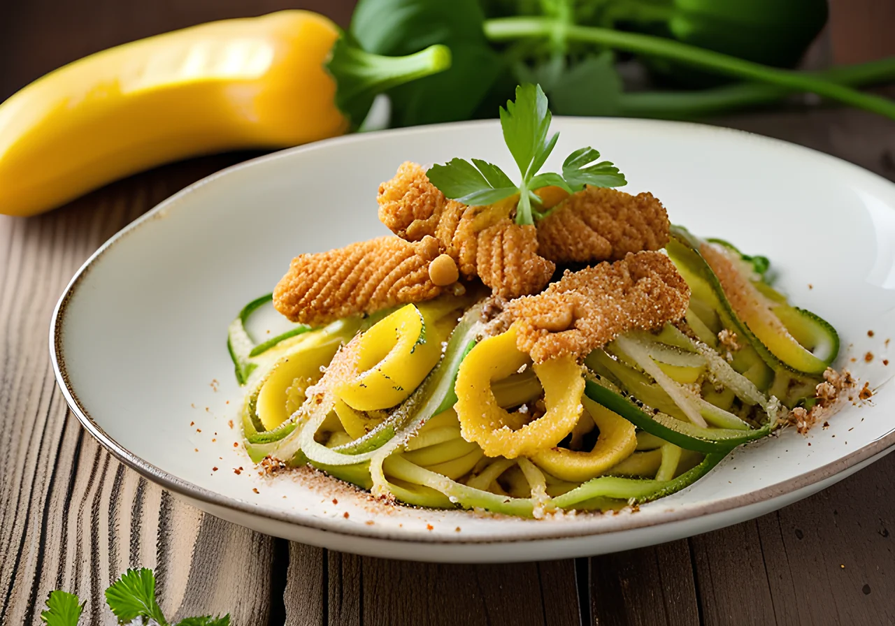 Zucchini Pasta with Fried Breadcrumbs and Parmesan