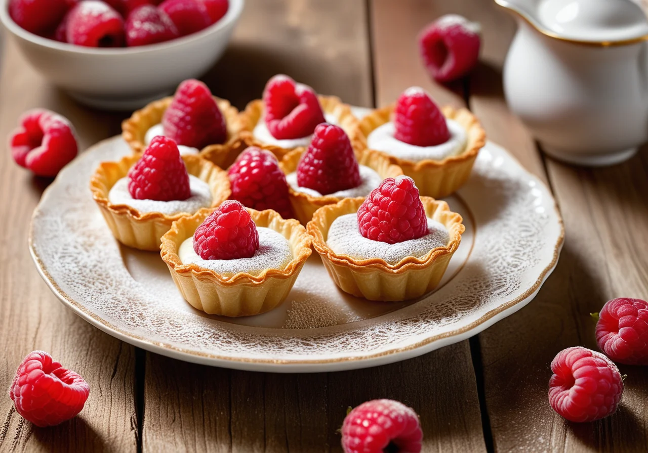 Vanilla Cream Tartlets with Raspberries