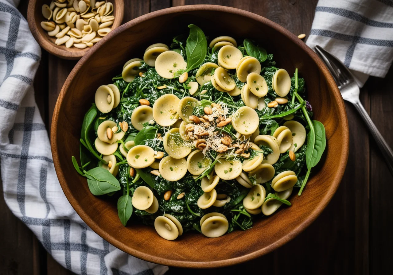 Orecchiette Pasta Salad with Kidney Beans and Arugula Pesto